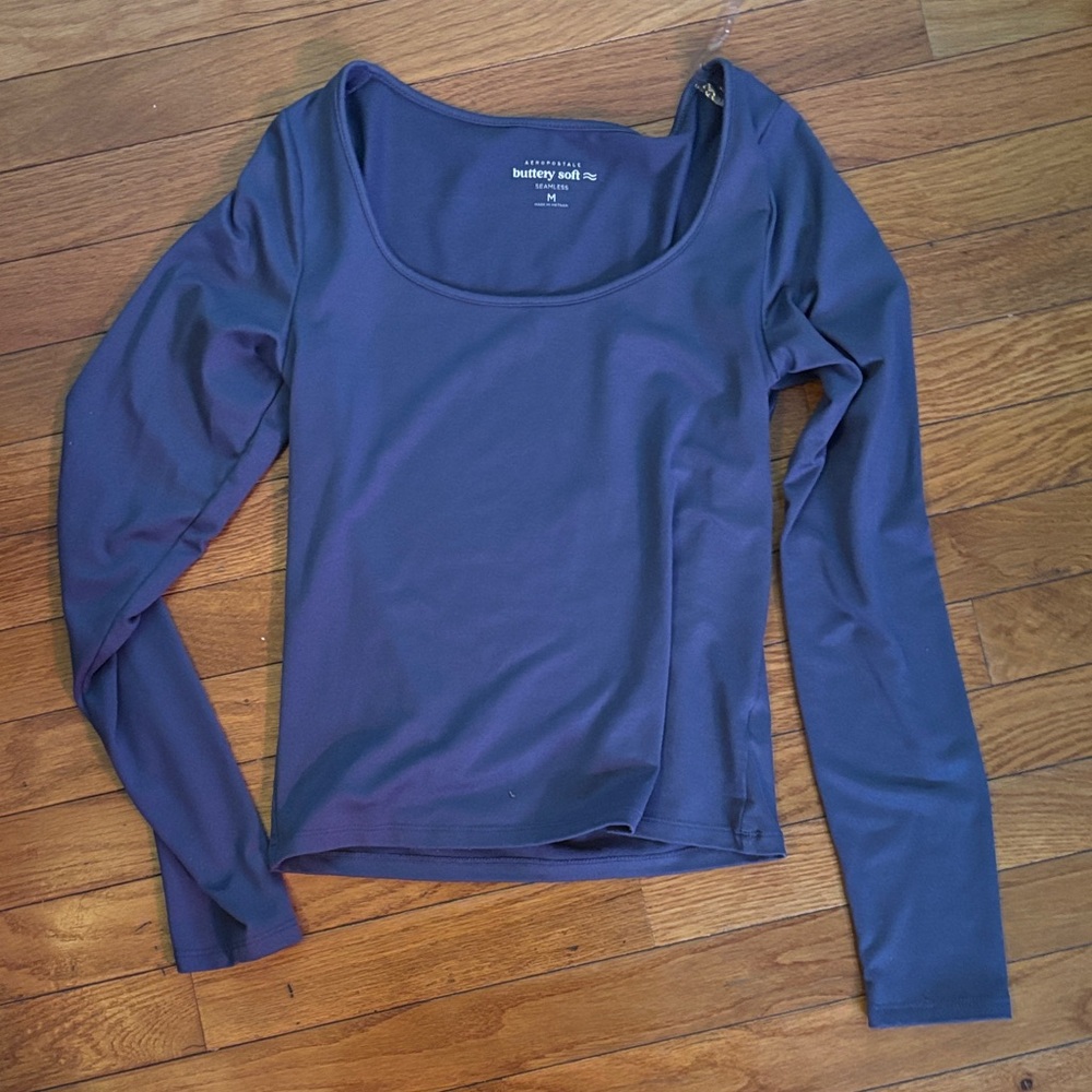Aeropostal Deep Blue Buttersoft seamless Long Sleeve Top